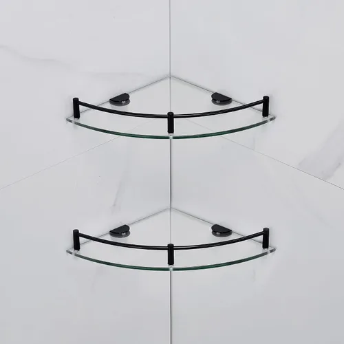 Estante de cristal flotante para baño, estantes esquineros para ducha, soporte para champú con pared de riel Esquinero para Baño para ducha