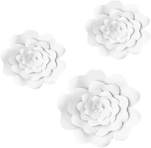 Miniatura 12 de N/C 3 piezas de flores de papel para fiesta, flores de papel para fondo de boda, decoración DIY hecha a mano para fondo de boda, decoración de pared