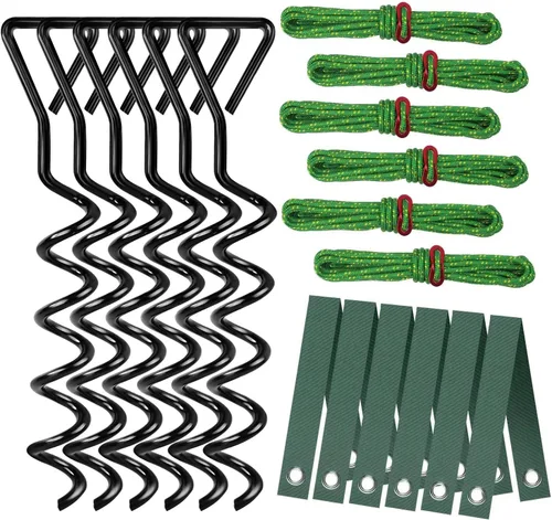 Kit de estacas para árboles, estacas en espiral resistentes y soportes para árboles inclinados, protege los árboles del mal tiempo (2, negro)
