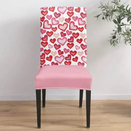 Miniatura 4 de Funda para silla de San Valentín, diseño de corazón de amor, fundas protectoras de asiento para silla de San Valentín, 6 unidades, diseño