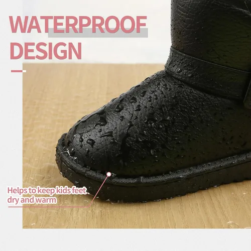 Miniatura 5 de Apawwa Botas de nieve para niñas y niños, con forro de piel, cálidas, impermeables, botas de invierno elegantes para niños