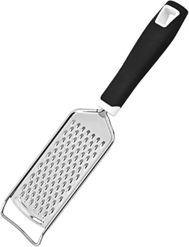 Rallador de queso, rallador de limón, rallador profesional de acero inoxidable con mango para queso, chocolate, especias, frutas, verduras (negro)