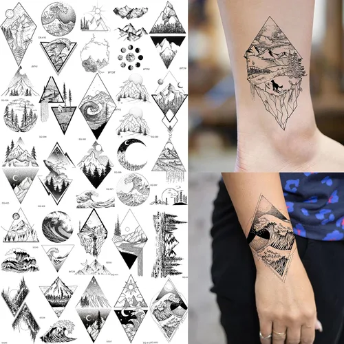 Miniatura 3 de 60 hojas de tatuajes temporales 3D de león y tigre geniales para hombres y mujeres, tatuajes falsos pequeños y aterradores de diablo, calavera