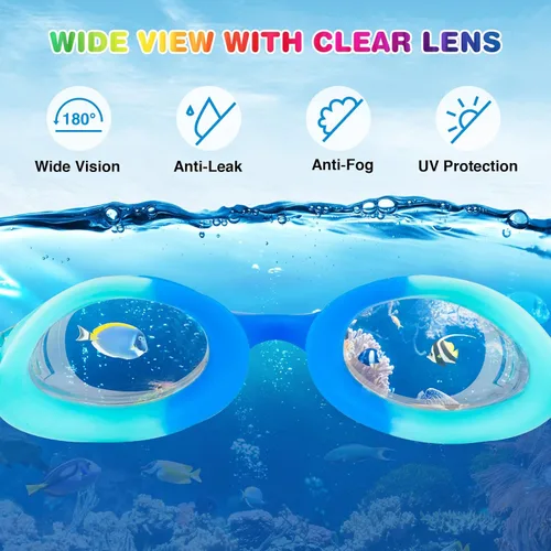 Miniatura 5 de XDX Gafas de natación para niños de 4 a 14, paquete de 4 para niños y niñas, antivaho con protección UV Multicolor-4pack-b
