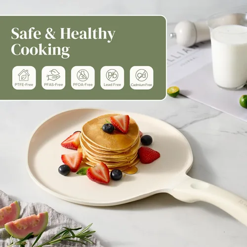 Miniatura 3 de Redchef Sartén antiadherente para crepas, sartén plana de cerámica de 10 pulgadas para Roti Dosa Tawa Comal para tortillas, sartén para panqueques
