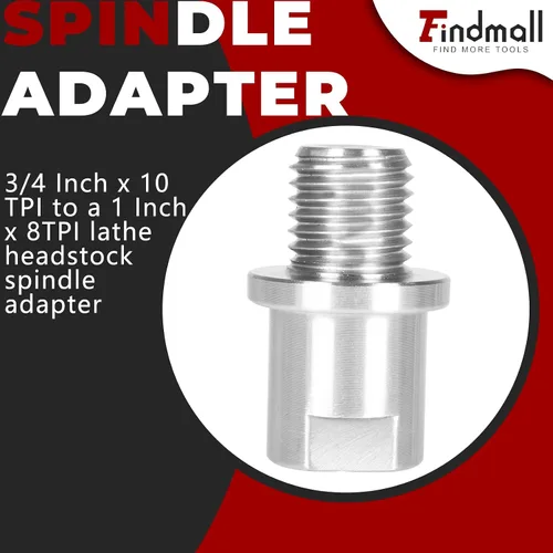 Miniatura 2 de findmall Adaptador de husillo de cabezal de torno que convierte 1-1/4 pulgadas x 8TPI a 1 pulgada x 8TPI para torno de carpintería