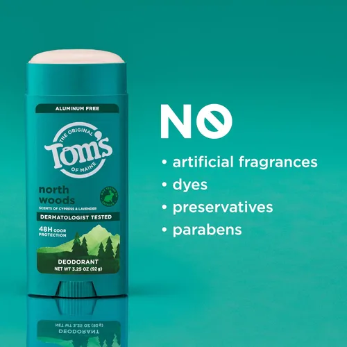 Miniatura 7 de Tom's of Maine North Woods - Desodorante natural para hombres y mujeres, sin aluminio, sin fragancias, tintes ni conservantes artificiales, sin