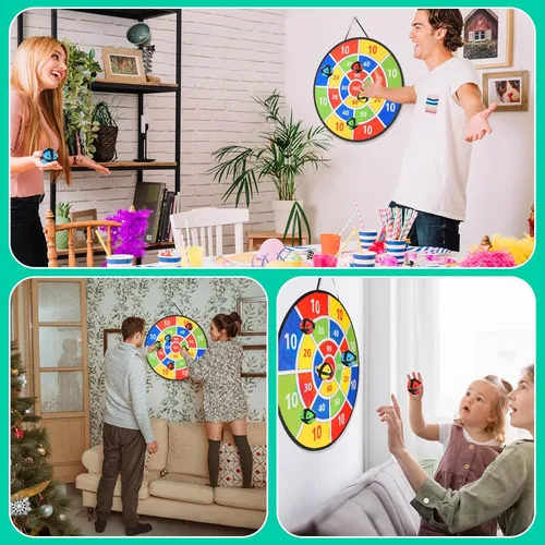 Miniatura 7 de Redllo Juego Combinado de 58 Piezas de Juegos de Carnaval, Tablero de Dardos Derribar Latas Juego de Lanzamiento de Bolsas de Frijoles Fiesta