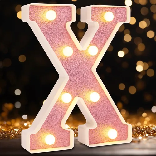Miniatura 22 de Letras pequeñas de marquesina LED, letras iluminadas, letras LED de 8.58 pulgadas, letrero iluminado a pilas para mesa, fiesta, cumpleaños