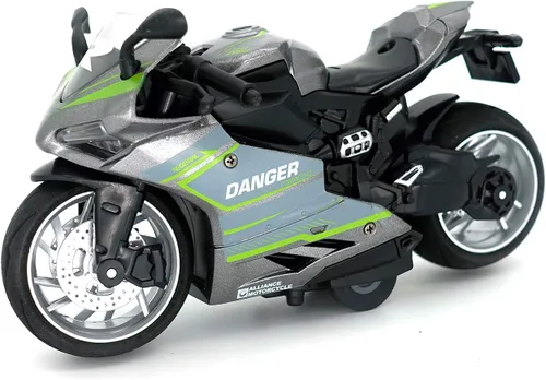 Modelo de motocicleta de tracción hacia atrás, motocicleta de juguete a escala 1:12, juguete de motocicleta con luz y música para niños y niñas