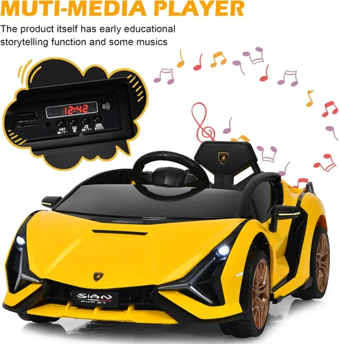 Miniatura 8 de INFANS Lamborghini Sian - Auto de paseo para niños con licencia de 12 V, con control remoto para padres, suspensión de resorte, reproductor de MP3