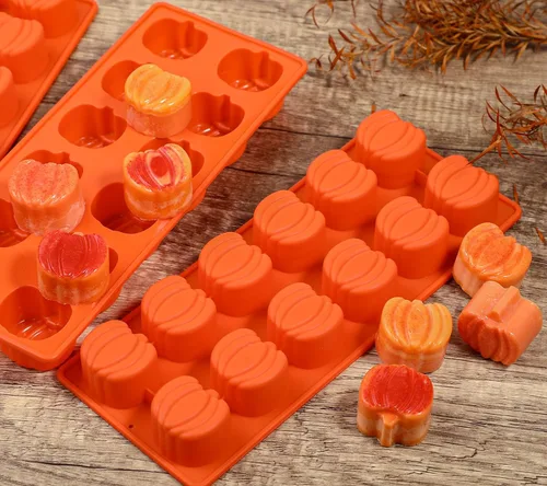 Miniatura 4 de Webake Molde de chocolate de calabaza, 3 piezas, molde de silicona para chocolate, 12 cavidades, molde de caramelo de otoño para hornear, decoración