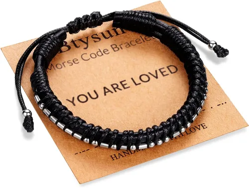Miniatura 51 de Regalos inspiradores para hombres, pulseras con código morse, pulseras para hombre, regalos de graduación para él, Día del Padre, pulsera de cuero
