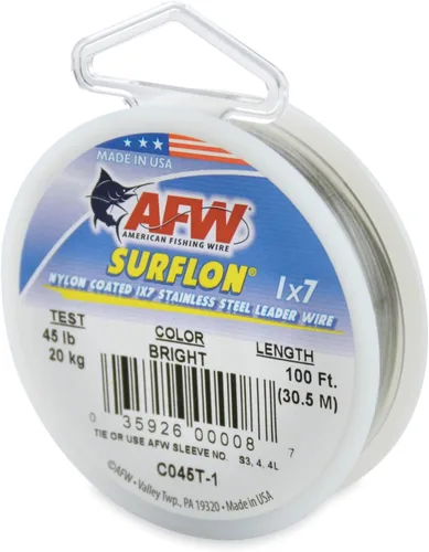 Miniatura 82 de Alambre de pesca americano Surflon recubierto de nailon 1x7 de acero inoxidable, línea líder de pesca para agua salada, prueba de 10 libras - prueba