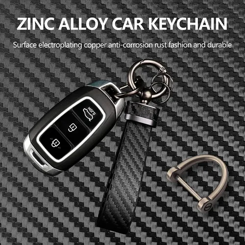 Miniatura 4 de Turcee Kit de llavero de coche de fibra de carbono de 2 piezas, regalo para hombres y mujeres, resorte de liberación rápida con anillo en D