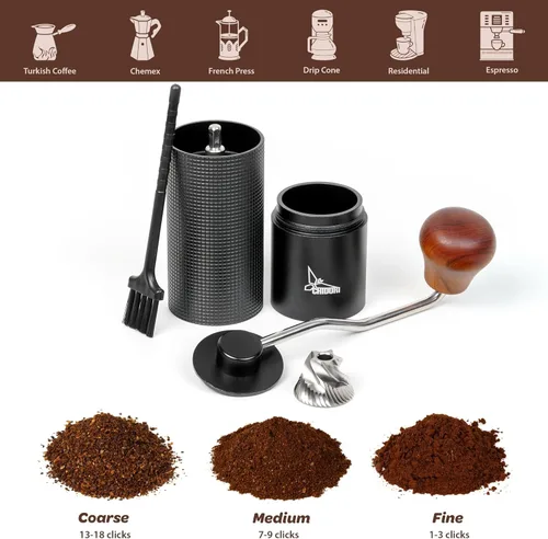 Miniatura 3 de Chidori Molinillo de café manual: molinillo de café con manivela manual para expreso, vertido, prensa francesa y AeroPress Molinillo de rebabas