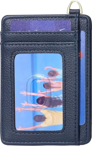 Miniatura 17 de Badiya Tarjetero delgado minimalista para tarjetas de crédito, bolsillo frontal con bloqueo RFID, estuche compacto para tarjetas con ventana