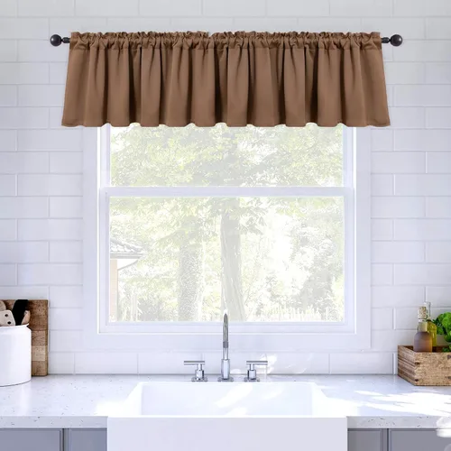 Miniatura 11 de MIULEE Cenefa opaca con bolsillo para cortinero, con aislamiento térmico, cortina corta para ventana pequeña y dormitorio, 42 x 18 pulgadas, 1 Beige