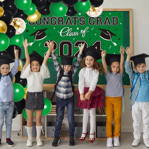 Miniatura 2 de Arco de guirnalda de globos de color verde oscuro, negro y dorado, globos verde esmeralda, globos de confeti dorado metálico, globos de fútbol