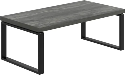 Miniatura 9 de EXCEFUR Mesa auxiliar moderna, mesa central de madera rústica y metal para sala de estar, mesa de té rectangular industrial para oficina en casa