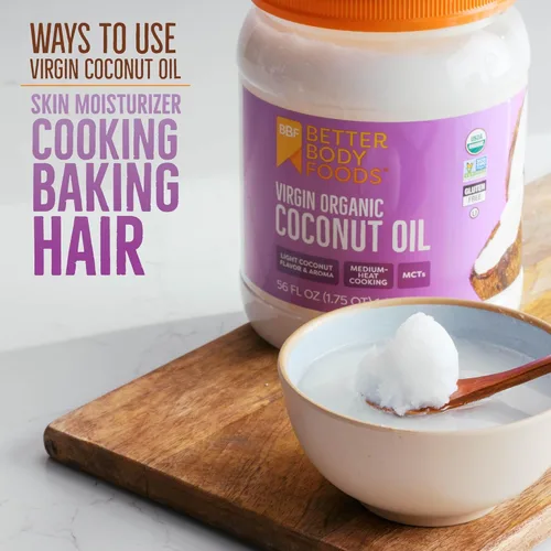 Miniatura 3 de BetterBody Foods Aceite de coco orgánico sin refinar – Hidratante para cabello y piel, aceite de hornear y cocinar – Aroma y sabor ligeros