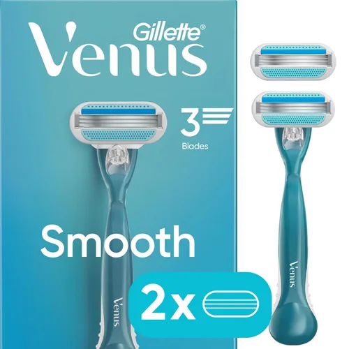 Miniatura 9 de Gillette Venus Smooth Razor para mujeres, incluye 1 mango de afeitar reutilizable + 2 recambios de 3 cuchillas, mango ergonómico de agarre suave