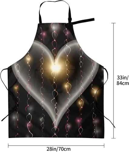 Miniatura 2 de Waterproof Apron with 2 Pockets Glowing love Adjustable Bib Aprons for Cooking Kitchen