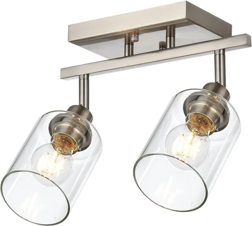 Miniatura 7 de Lámpara de tocador de 4 luces para baño en acabado de níquel cepillado, lámpara clásica con cabezal de luz giratoria, lámpara de techo de metal
