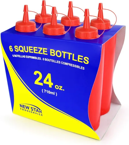 Miniatura 15 de New Star Foodservice 26283 - Botellas exprimibles de plástico, 8 onzas, rojas, paquete de 6