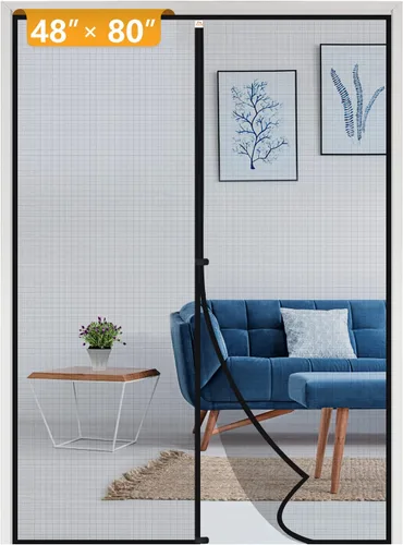Miniatura 35 de Yotache - Puerta mosquitera magnética estrecha para puerta de 26 x 78 pulgadas, tamaño de malla de 28 x 79 pulgadas, malla de fibra de vidrio Negro