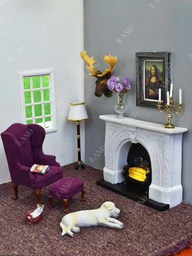 Miniatura 8 de iLAND Accesorios de casa de muñecas en miniatura para muebles de casa de muñecas a escala 1:12, marcos de casa de muñecas con juego de pinturas
