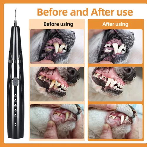 Miniatura 5 de Removedor de placa de perro para dientes, kit de limpiador ultrasónico de dientes de mascotas con luz LED, herramientas dentales eléctricas seguras