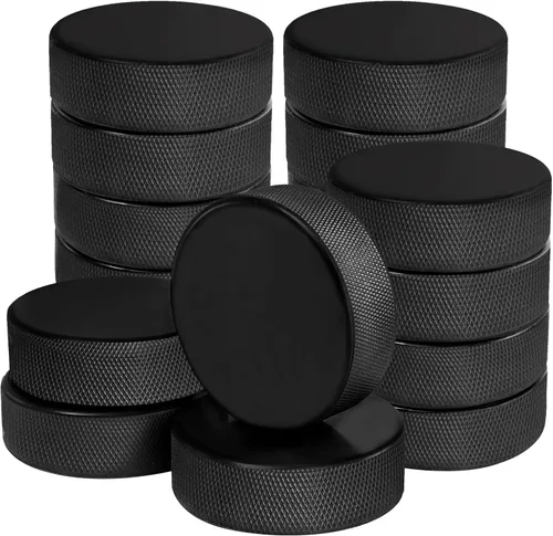 Paquete de 18 discos de hockey sobre hielo con 3 bolsas de malla reutilizables, regulación oficial, diámetro de 3 pulgadas, grosor de 1 pulgada, 6