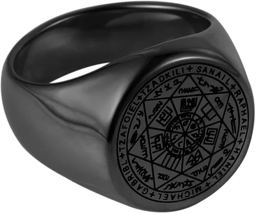 Miniatura 2 de HZMAN Sellos de los Siete Arcángeles Anillos Gargantilla en Plata Oro Acero Inoxidable Bnads