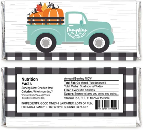 Miniatura 2 de Big Dot of Happiness Happy Fall Truck – Envoltura de barra de caramelo cosecha calabaza regalos de fiesta – Juego de 24