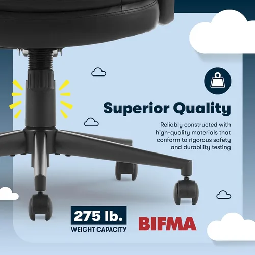 Miniatura 8 de Serta Comfort Ergo - Silla de oficina ejecutiva, diseño ergonómico de respaldo medio con soporte lumbar, cojín de asiento de doble capa semipelado
