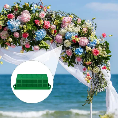 Miniatura 6 de Hahood Paquete de 4 jaulas rectangulares de espuma floral con arreglos florales de espuma floral para flores frescas, decoraciones de boda