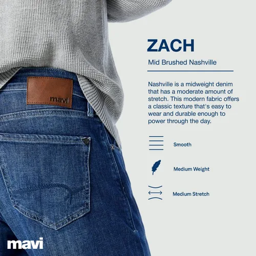 Miniatura 4 de Mavi Jeans Mens Zach ascenso Regular pierna recta en azul negro Williamsburg