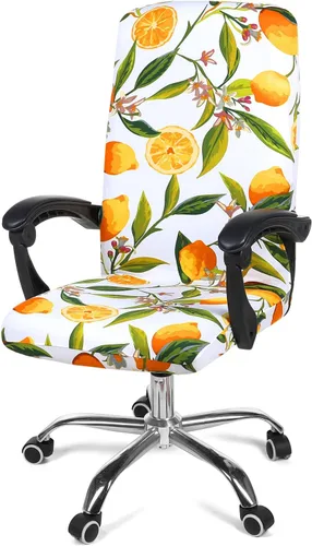 Miniatura 25 de Smiry - Fundas elásticas impresas para silla de oficina de computadora, fundas para sillas giratorias universales de escritorio, extraíbles, Negro
