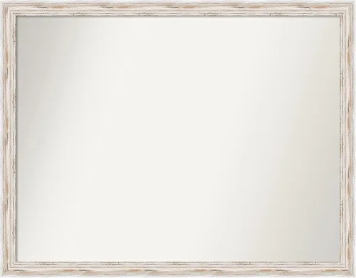 Miniatura 127 de Amanti Art Espejo de baño blanco para sobre el fregadero, 30 x 35 pulgadas, espejo de tocador rectangular estrecho de Eva de oro blanco, marco