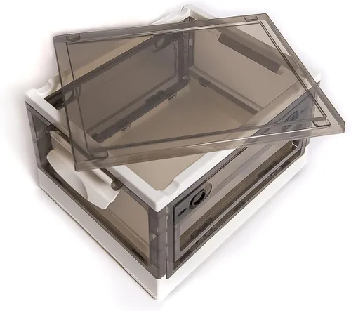 Miniatura 4 de Paquete de 3 contenedores de almacenamiento de apertura lateral, tapa apilable plegable, fácil de ordenar con caja de almacenamiento, ideal