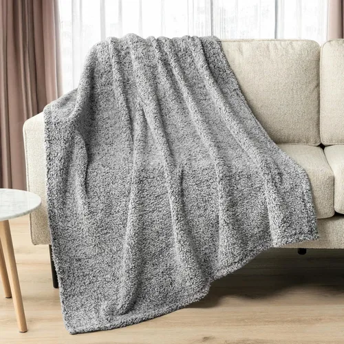 Miniatura 21 de PAVILIA - Manta de sherpa para sofá, gris esponjosa y cálida, manta de felpa suave para cama, acogedora, súper suave y ligera, manta decorativa