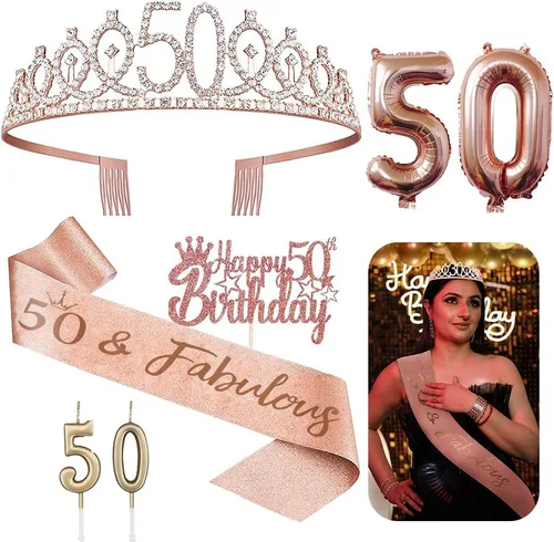 Miniatura 20 de Decoraciones de cumpleaños de 3 para ella – 5 regalos que incluyen corona de tercera tiara, banda, decoración de pasteles, globos, velas