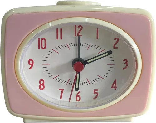 Miniatura 7 de Reloj despertador pequeño rojo pequeño movimiento de cuarzo silencioso reloj despertador analógico estilo clásico vintage