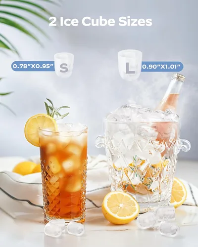 Miniatura 3 de HOMEZAY Encimera para hacer hielo, 9 cubos listos en 6 minutos, 26 libras por día, máquina de hielo con 2 tamaños de hielo y autolimpieza, máquina