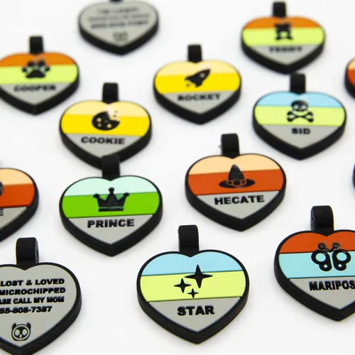 Miniatura 3 de Placa silenciosa para perro personalizada con 5 líneas de identificación de mascotas de silicona duradera y grabada profundamente, diseño de hueso