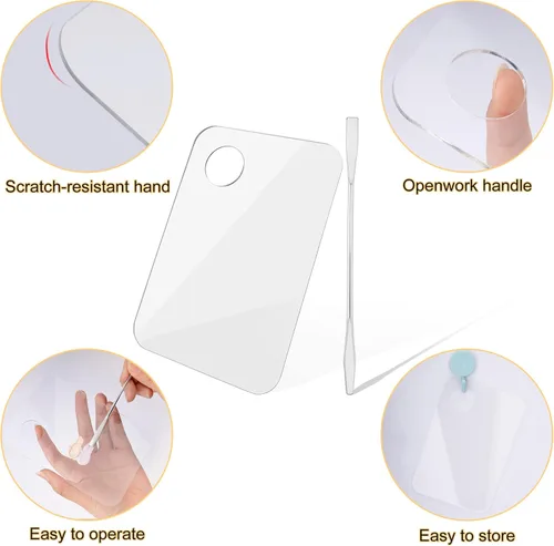 Miniatura 6 de Paleta de maquillaje cosmético acrílico, bandeja de mezcla de maquillaje con espátula de maquillaje, espejo de metal para salón de belleza, paleta