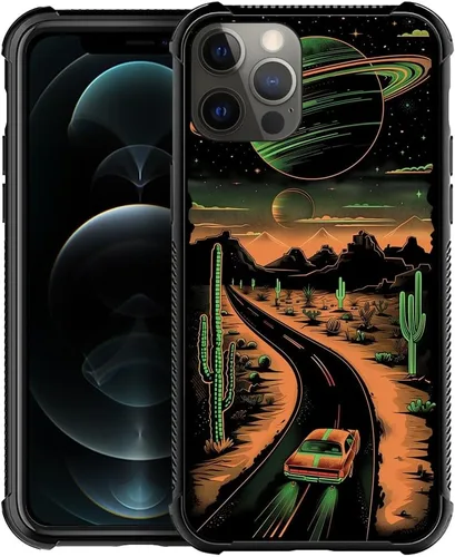 CARLOCA Funda compatible con iPhone 11 Pro Max, patrón de carretera del desierto naranja alienígena, ultra protección, a prueba de golpes, de