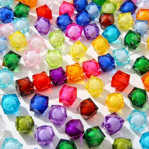 Cuentas acrílicas de color de 0.630 pulgadas, 100 cuentas espaciadoras de colores dulces, cuentas sueltas para manualidades, collares, pulseras, azul