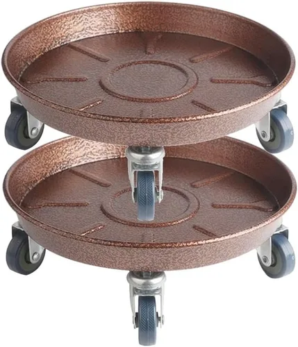 ARTLINE Soporte de plantas redondas de 10" con ruedas con cerradura, resistente de 160 libras para interiores y exteriores, carrito de maceta